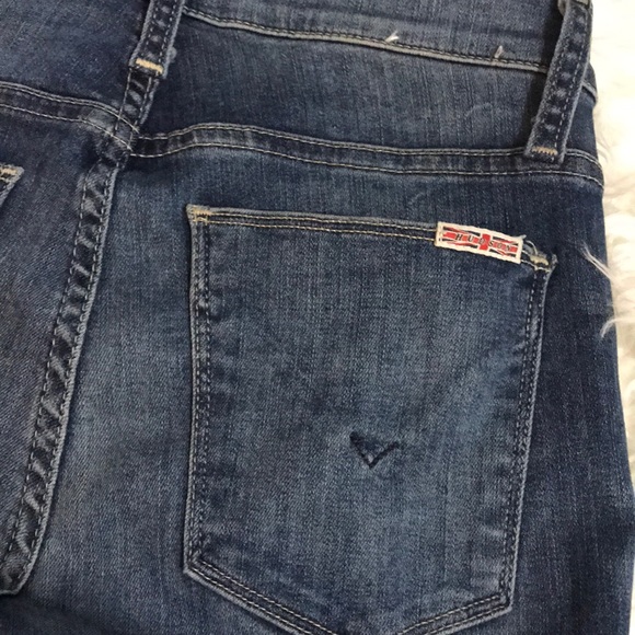 Hudson Distressed Patch Skinny Jeans - Picture 9 of 10